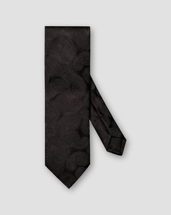 Schwarze Krawatte mit Paisley-Muster aus gewebter Seide