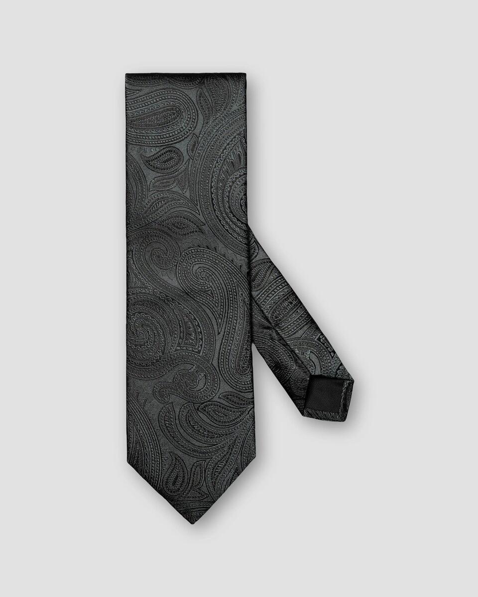 Dunkelgrne Krawatte mit Paisley-Muster aus gewebter Seide