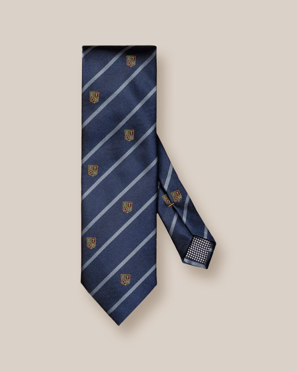 Mittelblaue Regiments-Streifen-Seidenkrawatte