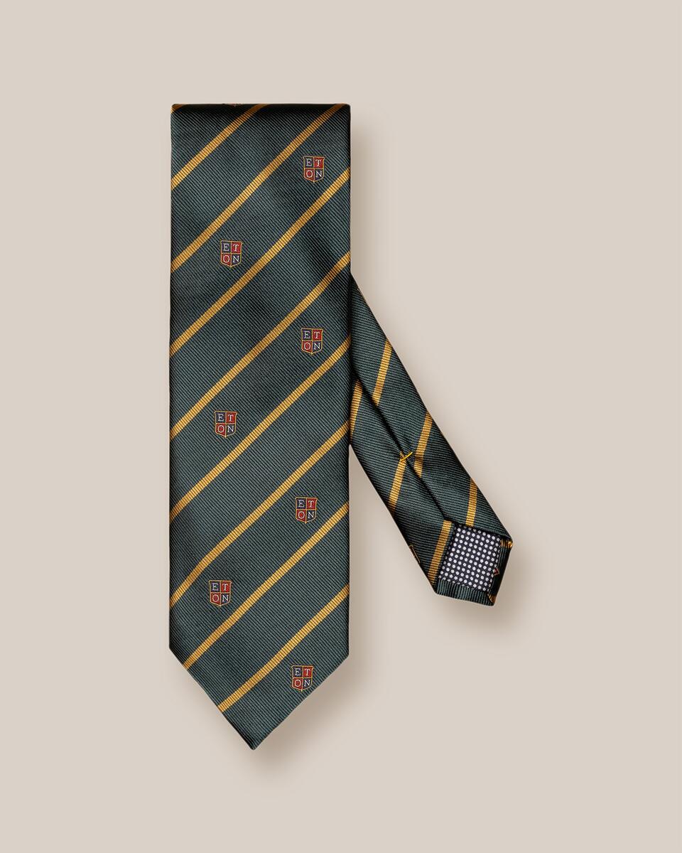 Dunkelgrne Regiments-Streifen-Seidenkrawatte