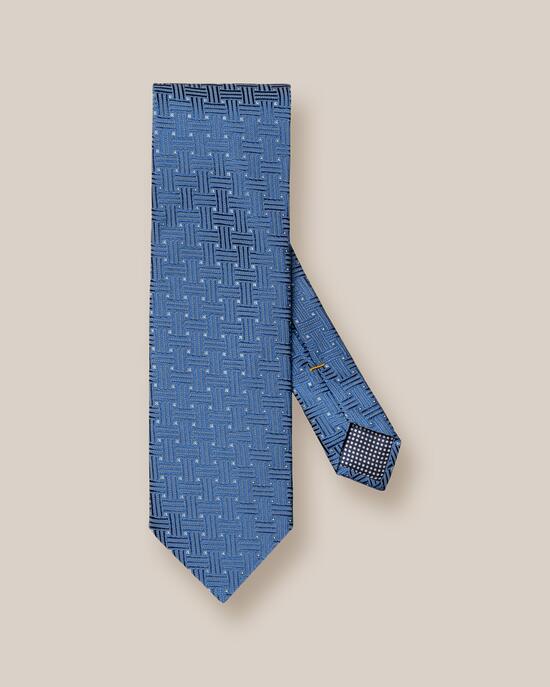 Mittelblaue Seidenkrawatte mit Punktmuster &ndash;...